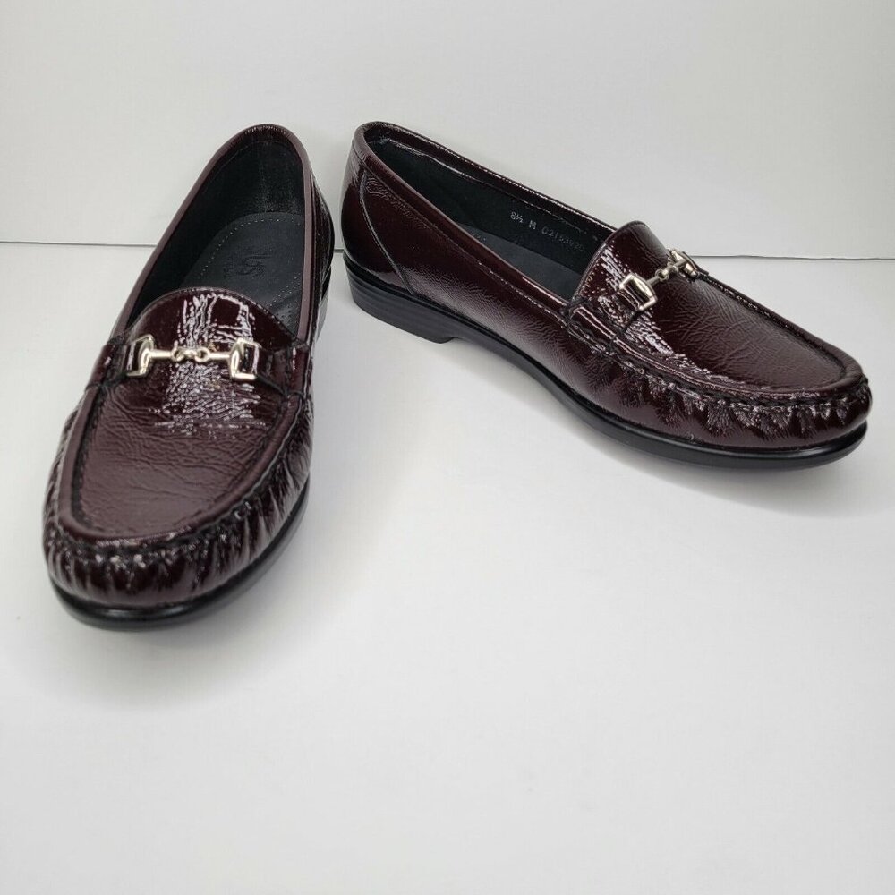 SAS Women's Burgundy Patent Leather Bit Loafers